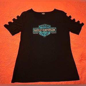 Harley Davidson Women’s Cut Out Short Sleeve Top